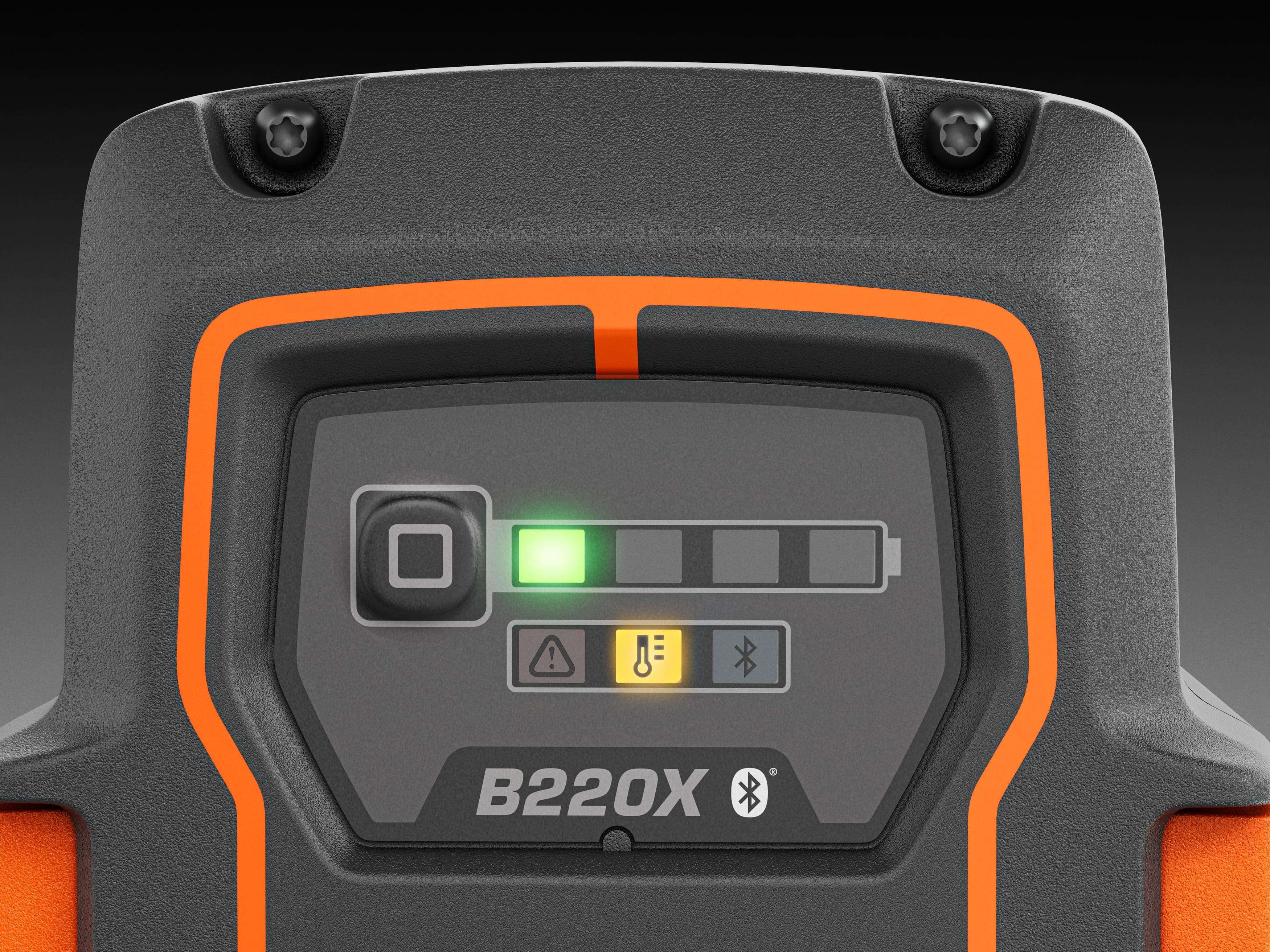 LED indicates in case the battery is out of allowed temperature range for charging or discharging. Get an instant feedback when it's time to cool down or warm up the battery to operate or charge trouble-free. image